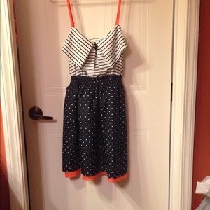 Rewind nautical dress size lg. Navy blue & coral.